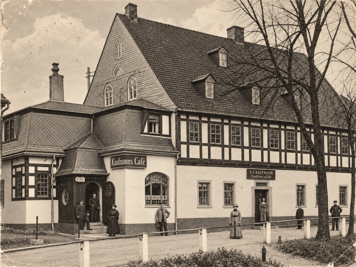 Denkmalgeschütztes Kaufmanns Café in Oberwiesenthal im Sommer